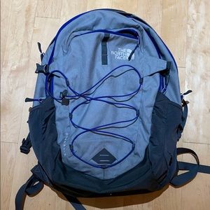 Blue and grey North face backpack.